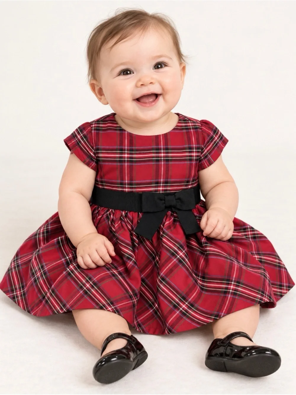 Carter's Red Plaid Bow Waist Baby Holiday Dress
